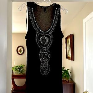 Beautiful INC black maxi dress with silver beading/sequins.